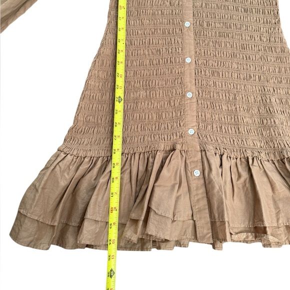 Veronica Beard Kelsey button down smocked dress Size 14, camel brown - Picture 10 of 15